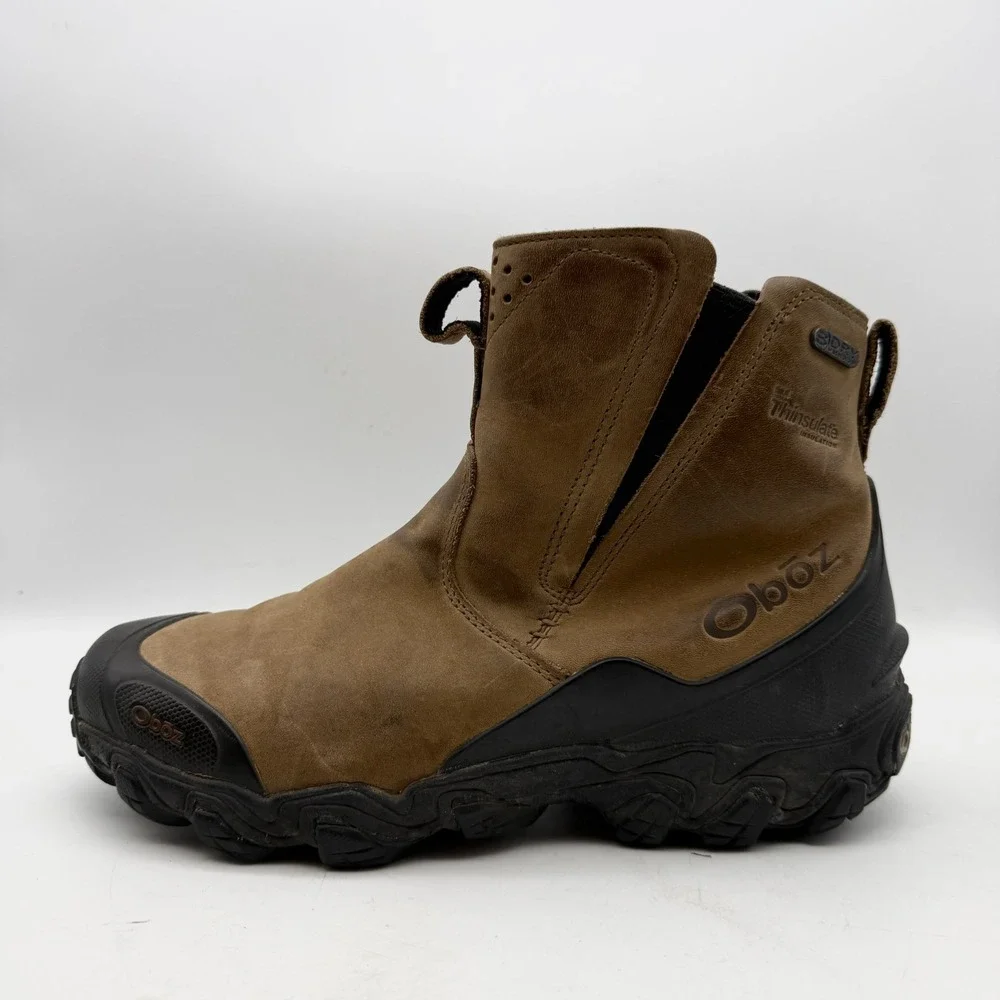 Oboz Men's Waterproof Insulated Slip-On Leather Chelsea Boots Brown/Black 9